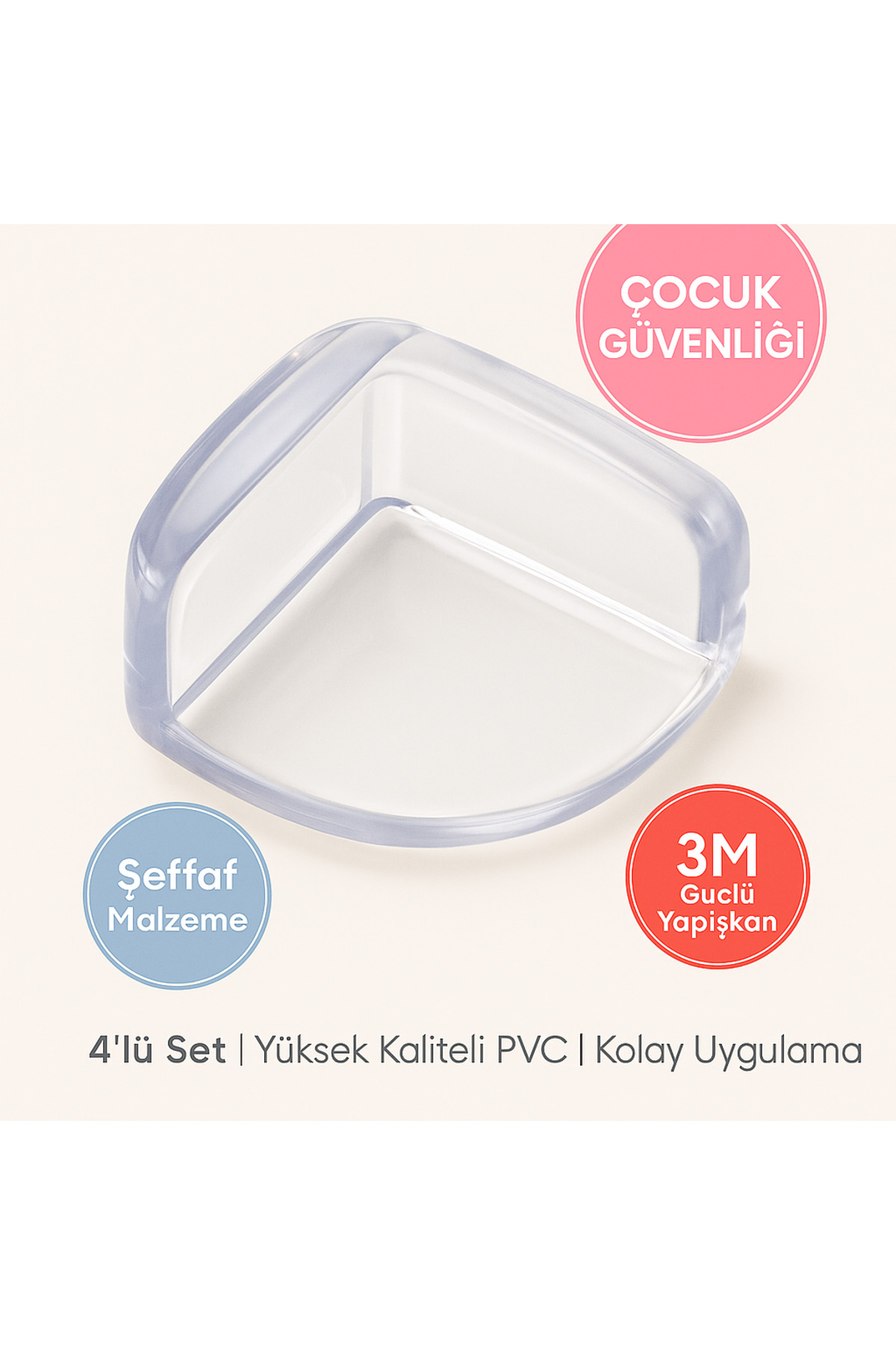 DİYA3 4 lü Şeffaf Yapışkanlı Çocuk Kenar Köşe Koruma Kenar ve Köşe Koruyucu fotoğrafı 3 (önizleme)