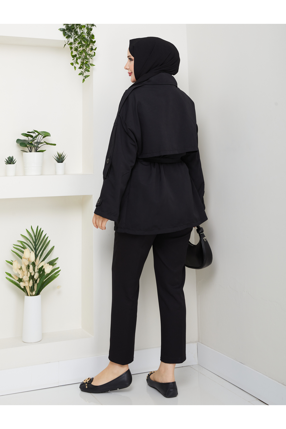 RACE FASHİON Düğme Detaylı Kemerli Oversize Trençkot RC853107 görsel 8