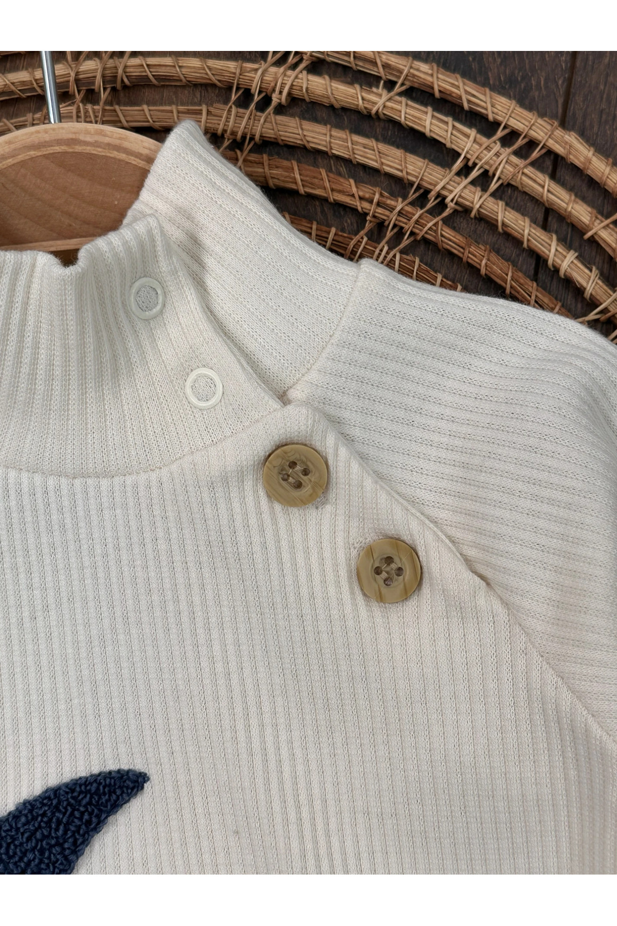 Bolly Baby Kapitone Salopet Çam Nakışlı Bereli Balıkçı Yaka Badi Kışlık 3lü Erkek Bebek Takım fotoğrafı 3 (önizleme)