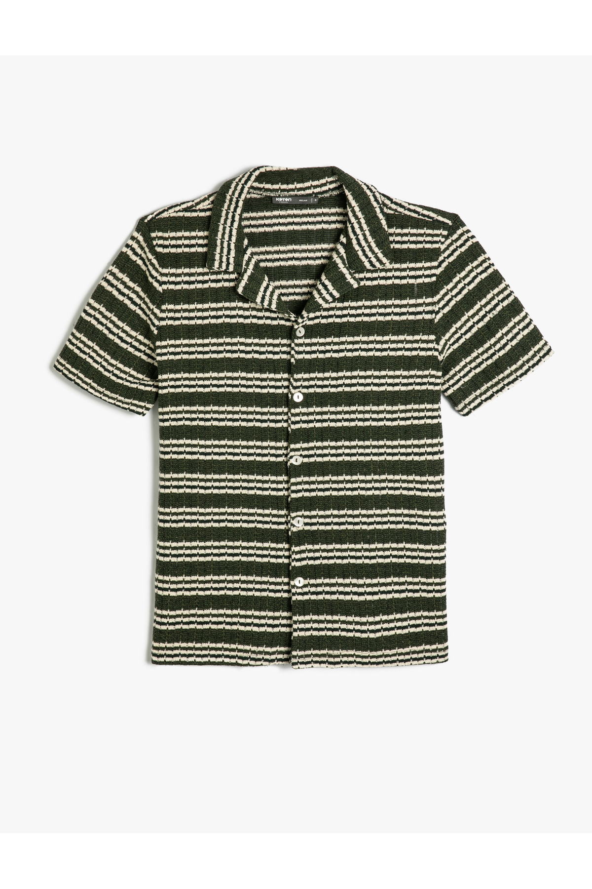 کوتون پیراهن بافت‌دار، آستین کوتاه، یقه پولو، دکمه‌دار