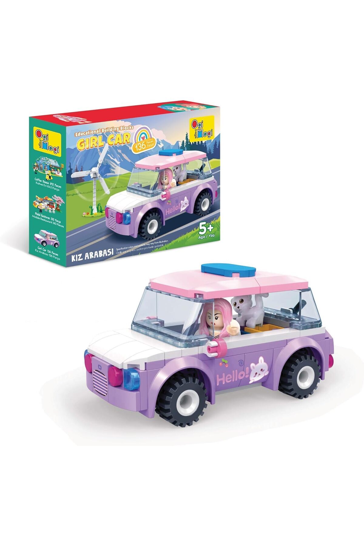 بلوک‌های آموزشی – مجموعه اسباب‌بازی ماشین دخترانه (۱۳۶ قطعه)