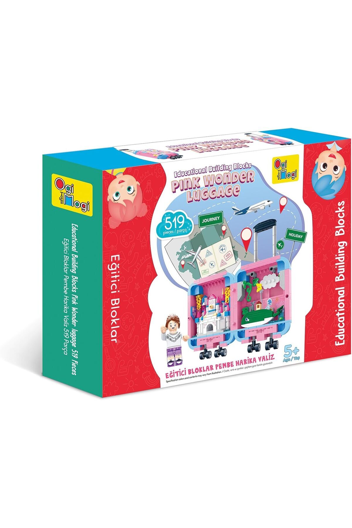 بلوک‌های آموزشی اسباب‌بازی – چمدان شگفتی صورتی (۵۱۹ قطعه)