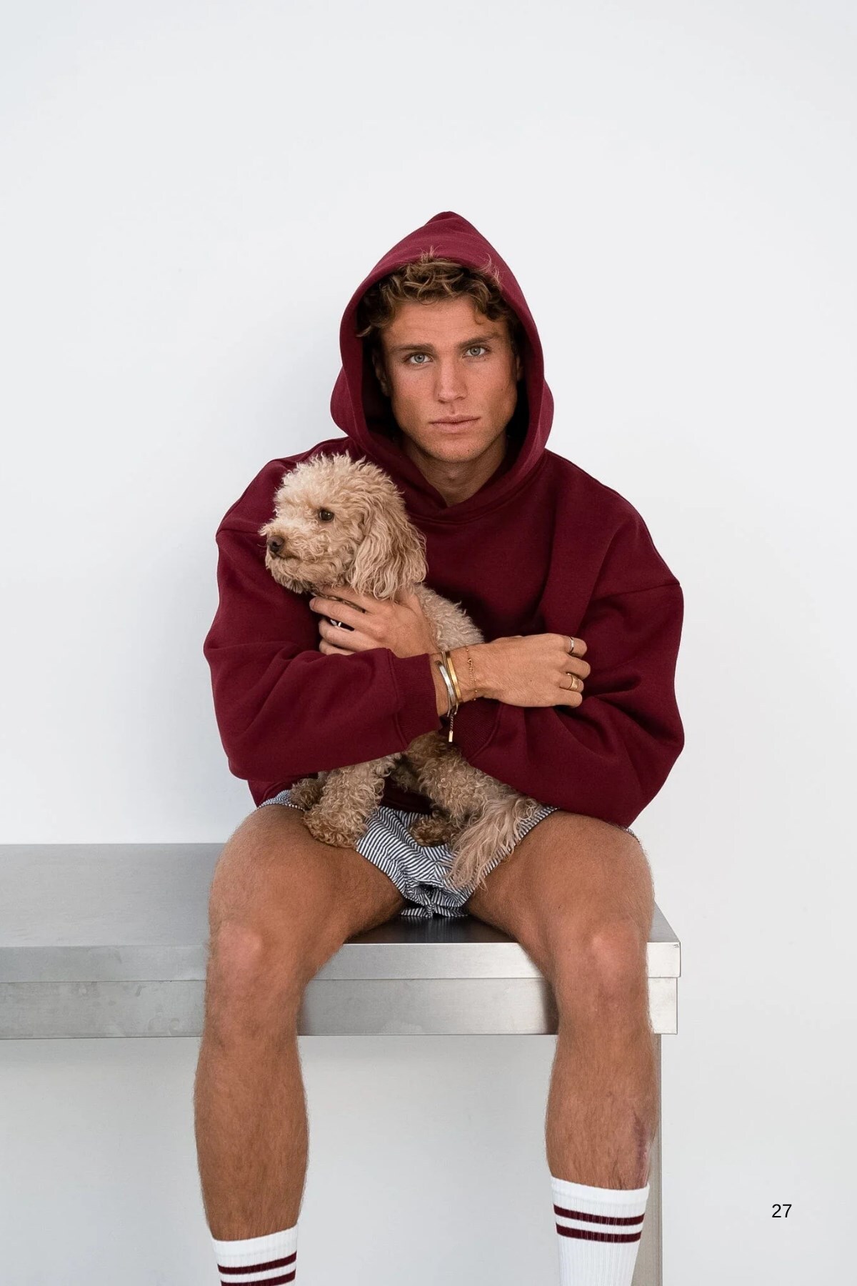The Champ Clothing Erkek Oversize Sweatshirt Hoodie CHMP STUDIOS Baskılı Bordo, Kapüşonlu, Kanguru Cep, 3 İplik görsel 5