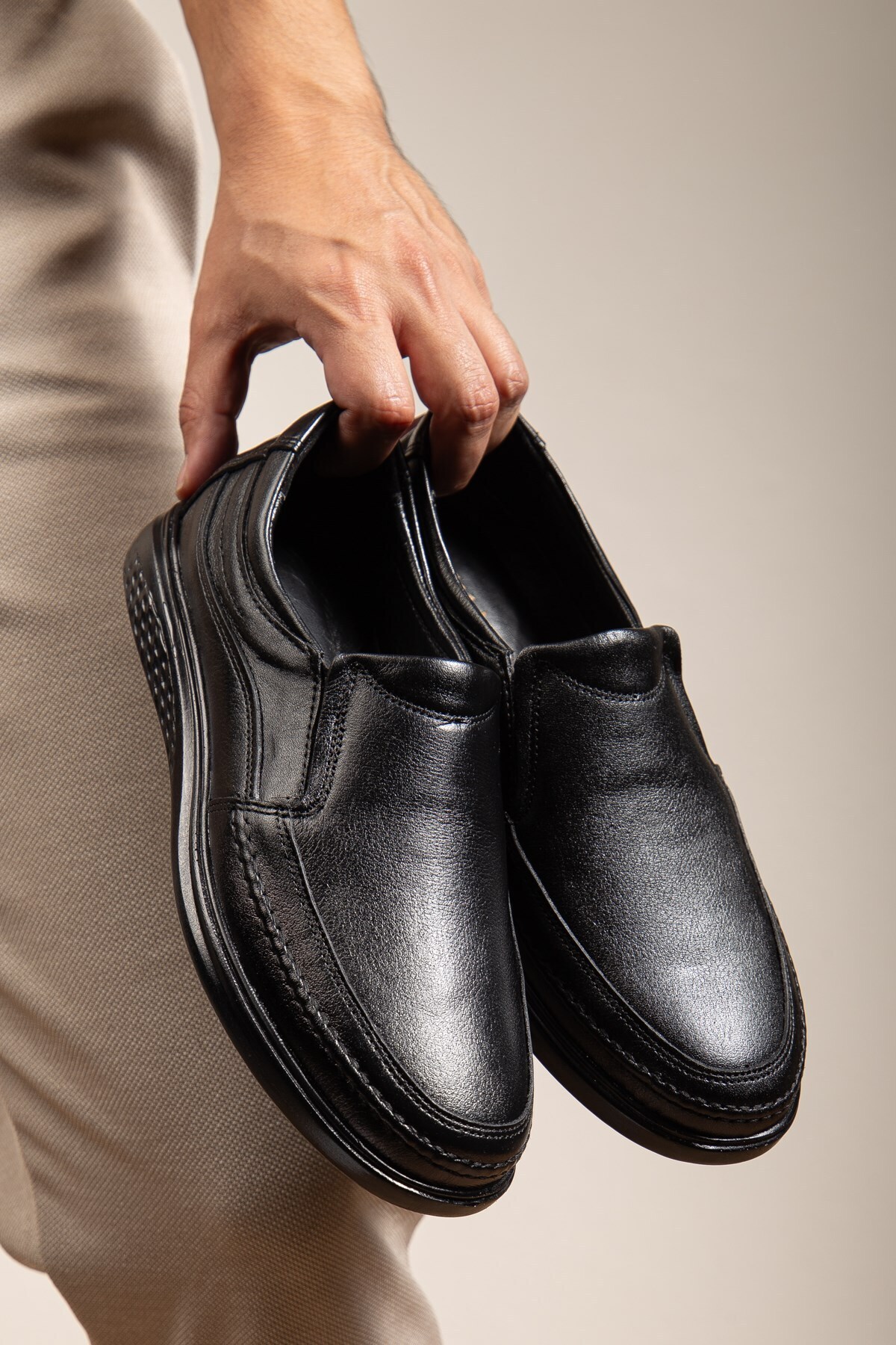 depderi %100 Hakiki Deri, Bağcıksız, İç Dış Deri Ortopedik Erkek Ayakkabı