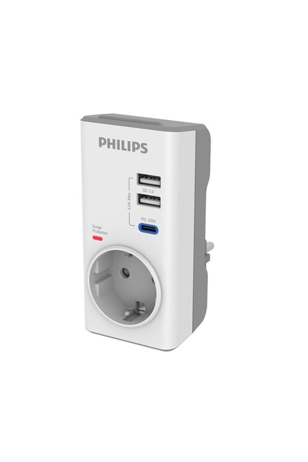 Philips X-298 1-li CHP8010W/10 380 Joules Akım Koruma Prizi Beyaz USB,TYPE-C