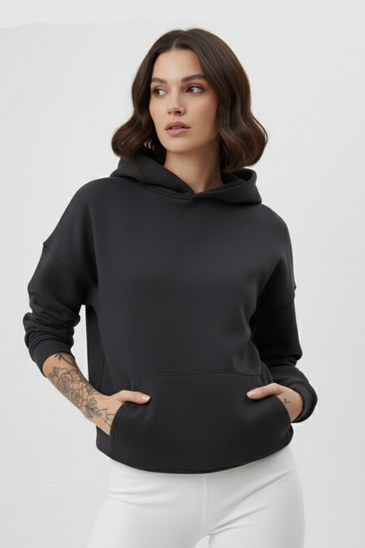 uyguntarz Unisex Yumuşak Dokulu 3 İplik Oversize Füme Sweatshirt görsel 4