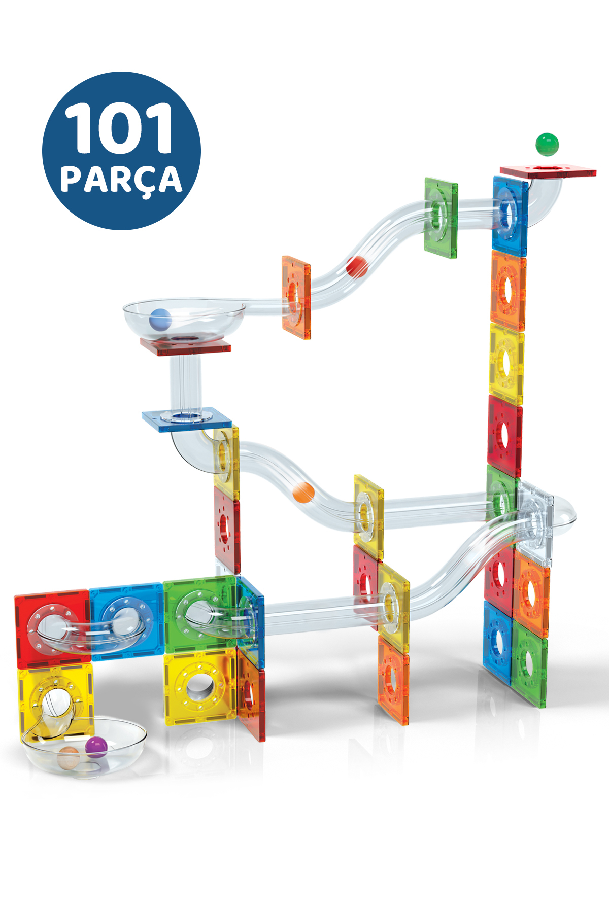 Magly Ball Run Parkur Oyunu – Çocuklar İçin Renkli 3 Boyutlu 101 Parça Yapı Seti - Manyetikler ve Yollar fotoğrafı 6 (önizleme)