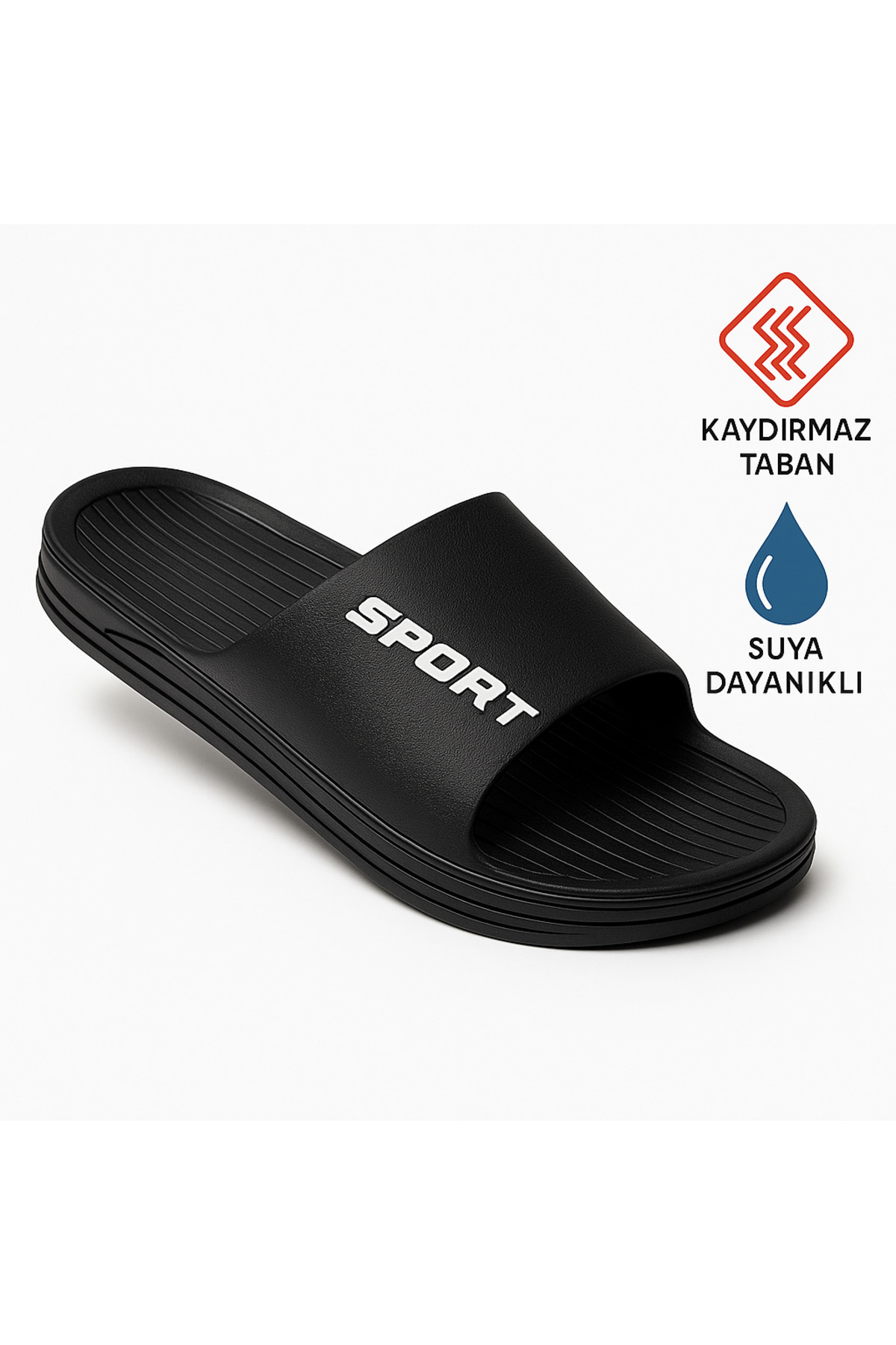 meko aksesuar Erkek Kaydırmaz Taban Suya Dayanıklı Plastik Sport Baskılı Ev ve Banyo Terliği