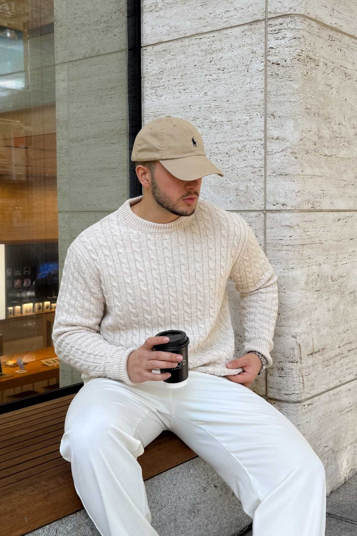 ژاکت کشباف میرا پرمیوم یقه بژ — رنگارنگ 0456 — تصویر 3 از 9