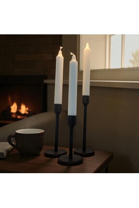 Create Handle 3’lü Modern Plastik Şamdan Mumluk Seti – Siyah – 7 cm Tabanlı –...