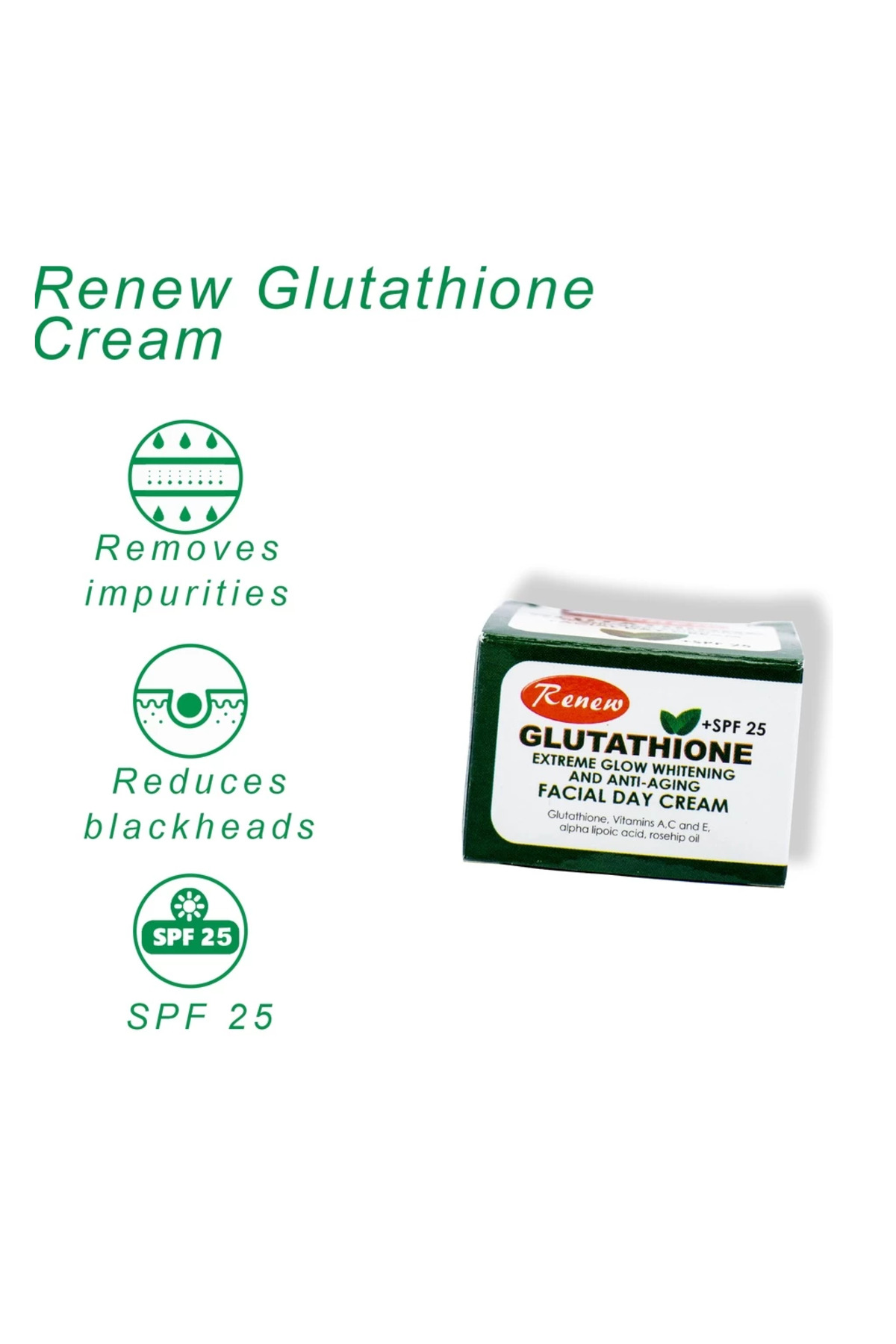 Renew Glutathione Extreme Glow Whitening & Anti-Aging Facial Day Cream - 20  g- Trendyol