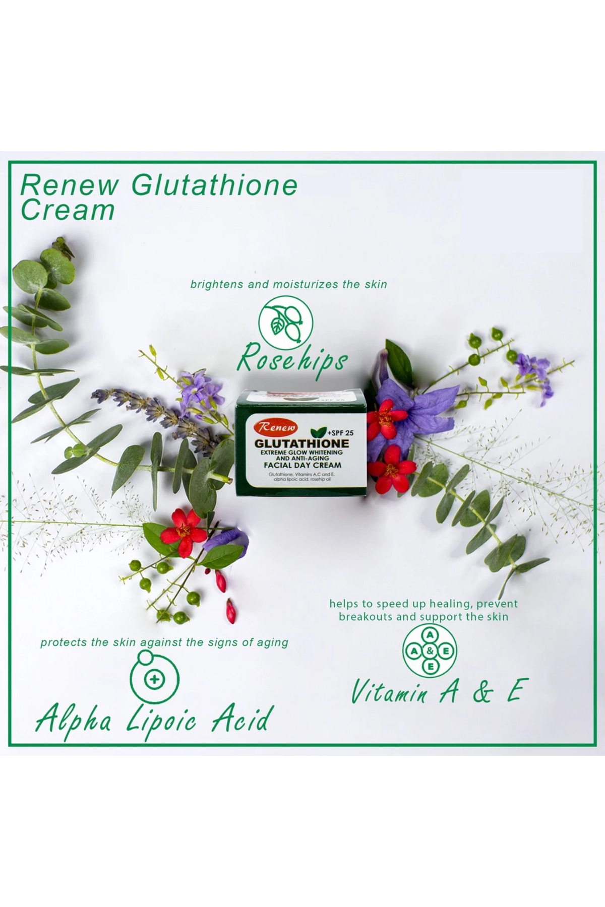skin renew glutathione Renew Glutathione Extreme Glow Whitening & Anti-Aging Facial Day Cream