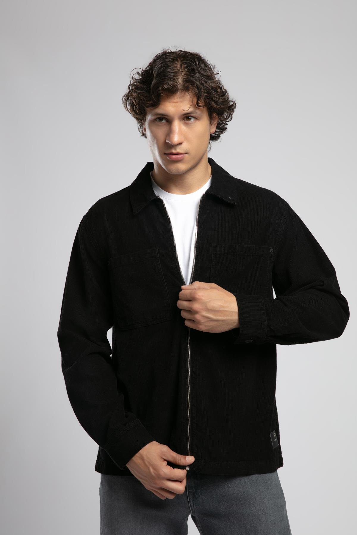 Lee Cooper  Ander Erkek %100 Pamuk Dokuma Ceket Siyah - Görsel 3