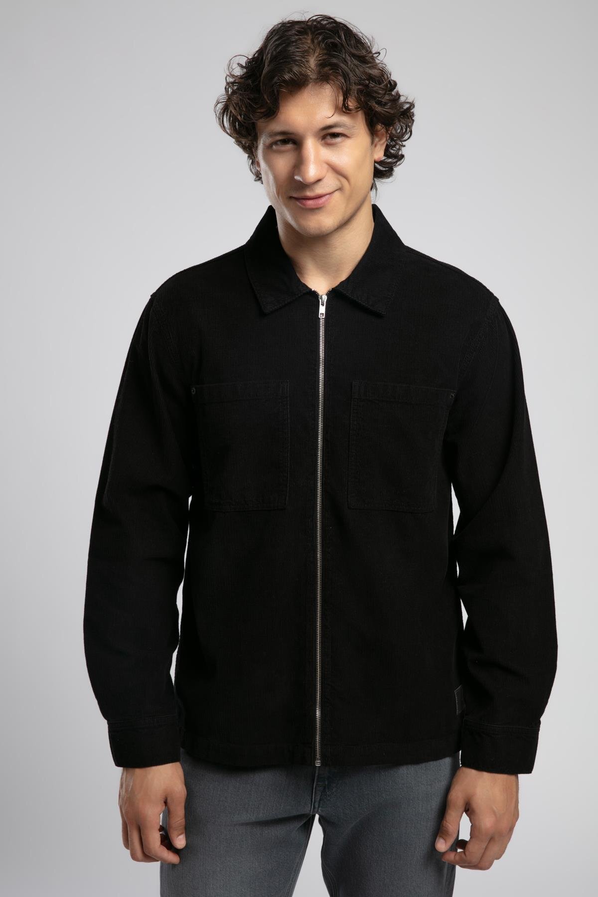 Lee Cooper  Ander Erkek %100 Pamuk Dokuma Ceket Siyah - Görsel 4