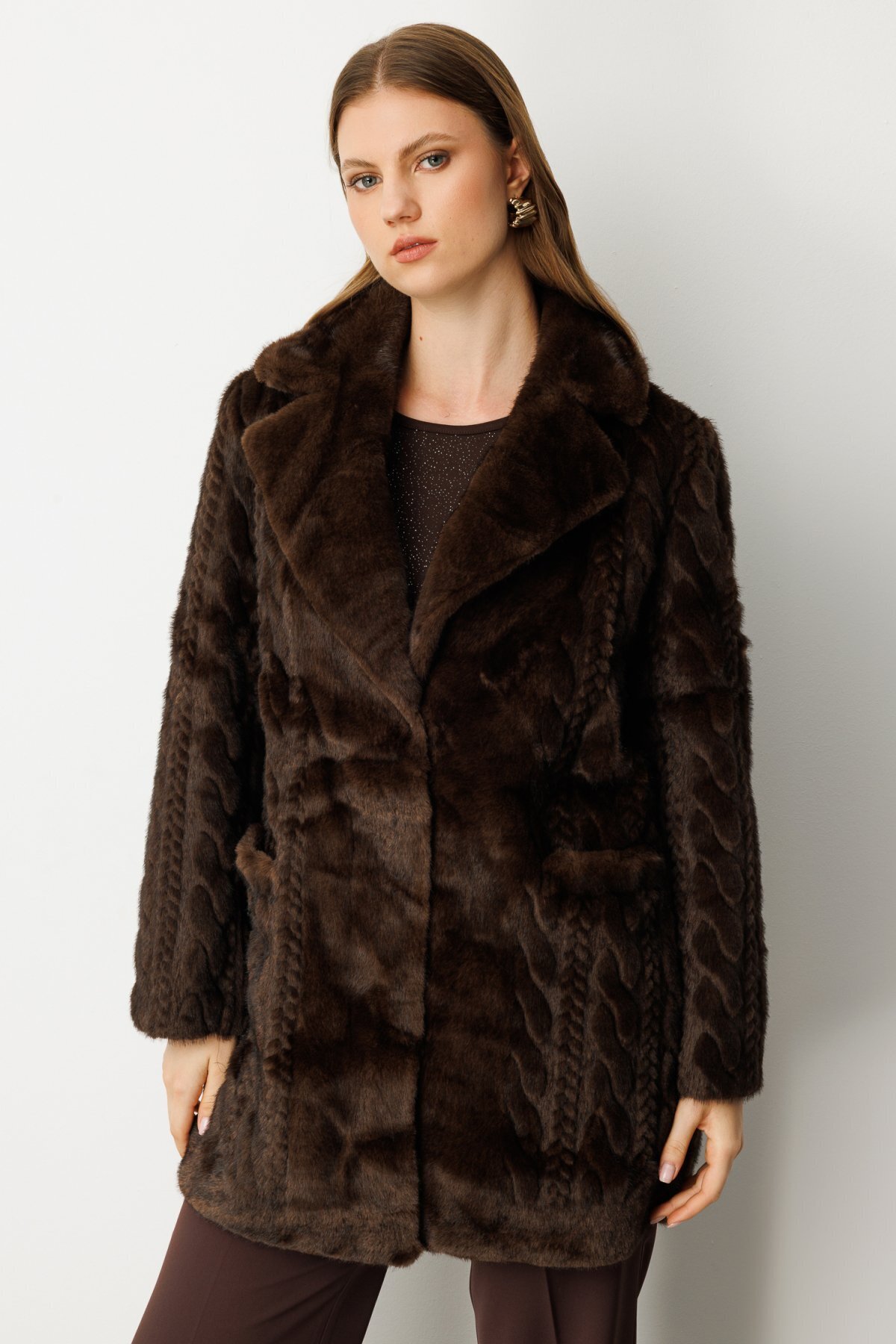 Ekol Kruvaze Yaka Torba Cepli Kaban-6961