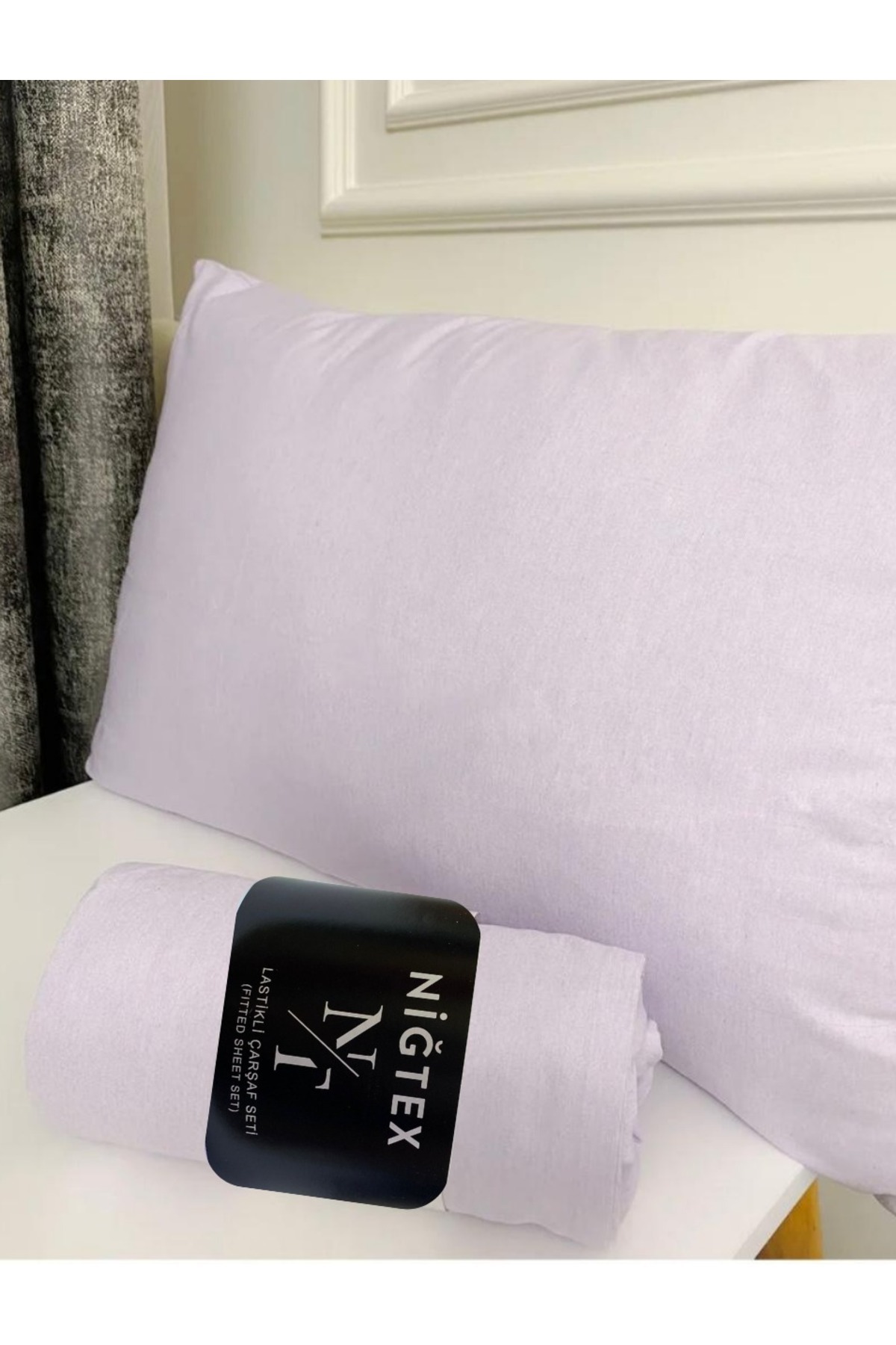 karanihome MOR DÜZ BATTAL BOY LASTİKLİ ÇARŞAF SETİ (+2 YASTIK KILIFI)