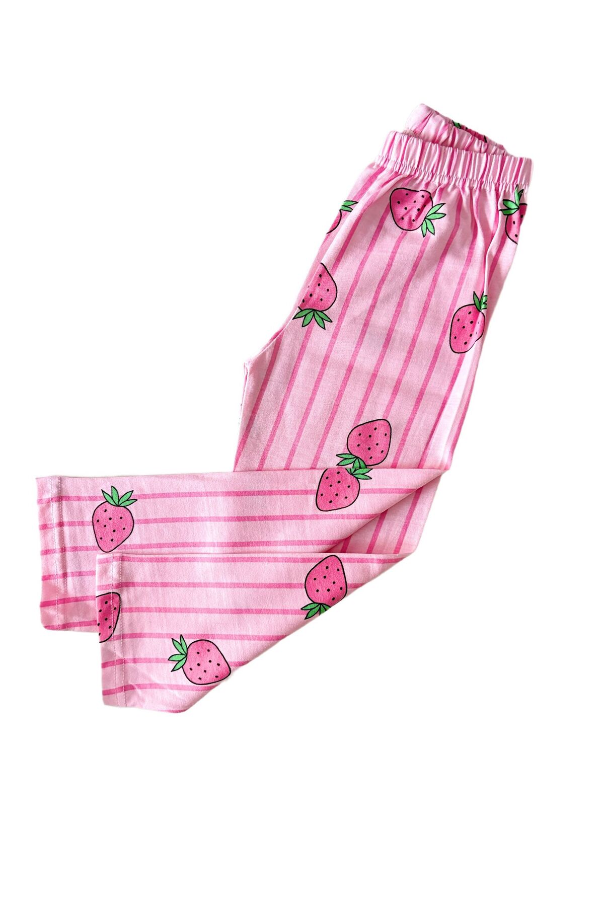 mışıl mışıl kids Kız Çocuk Pembe Çilekli Gömlek Yaka Pijama Takımı-GENİŞ KALIP fotoğrafı 6 (önizleme)