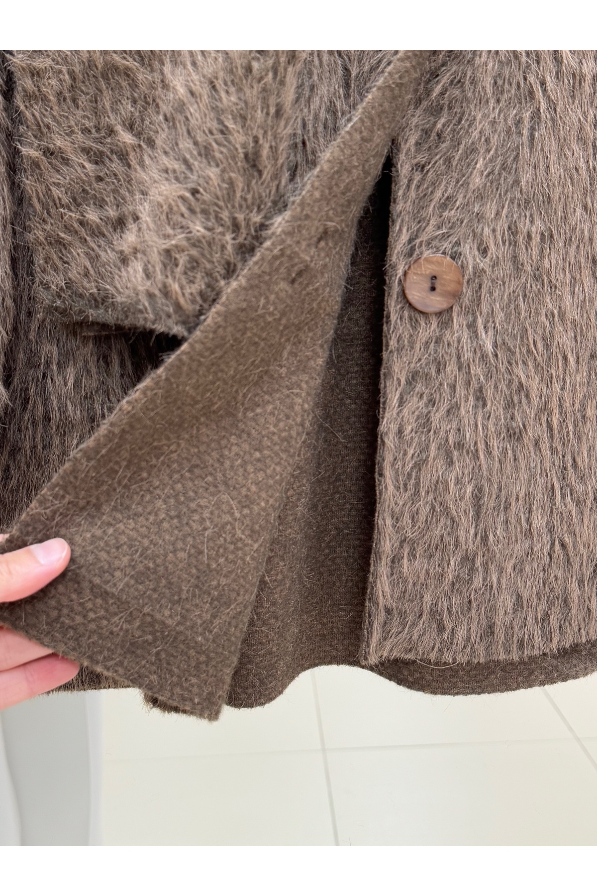 BENAHOLL  Eada Şallı Uzun Ceket-BN4542 Kahve - Görsel 6