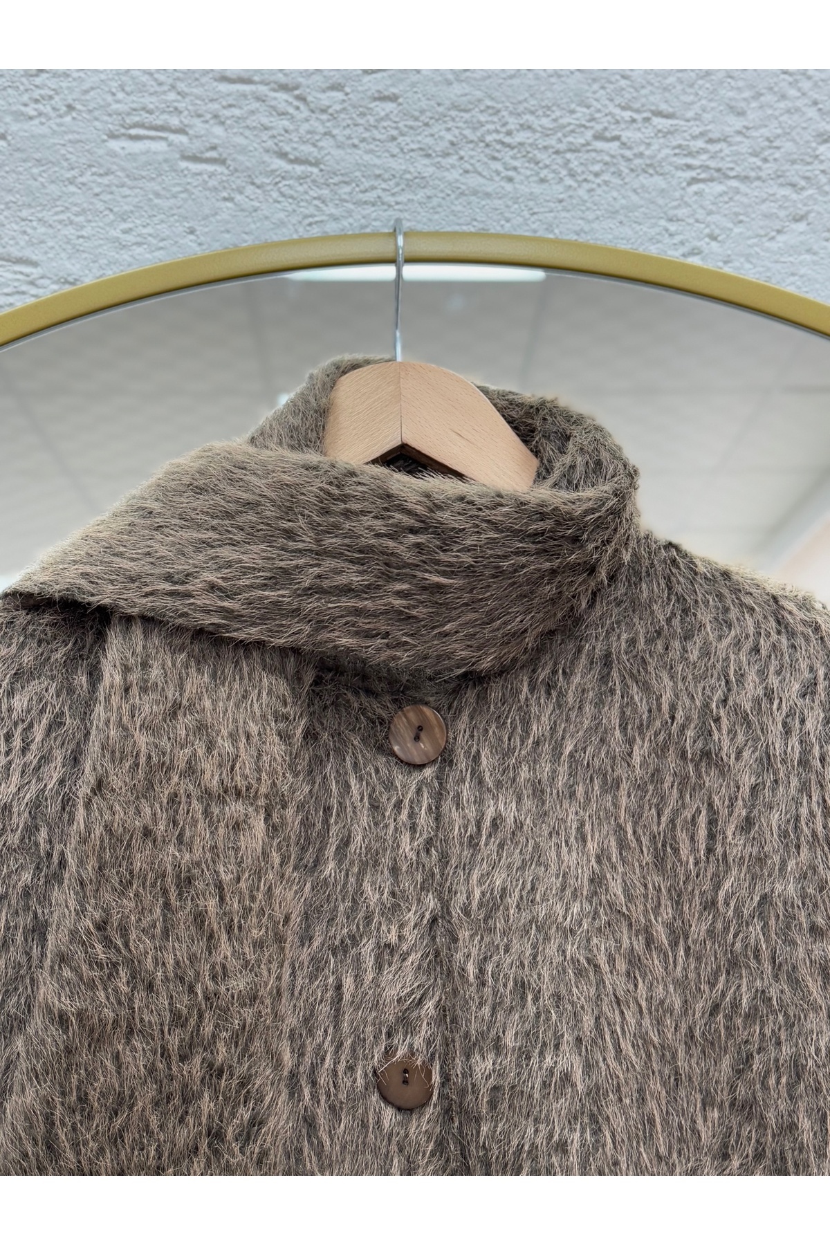 BENAHOLL  Eada Şallı Uzun Ceket-BN4542 Kahve - Görsel 4