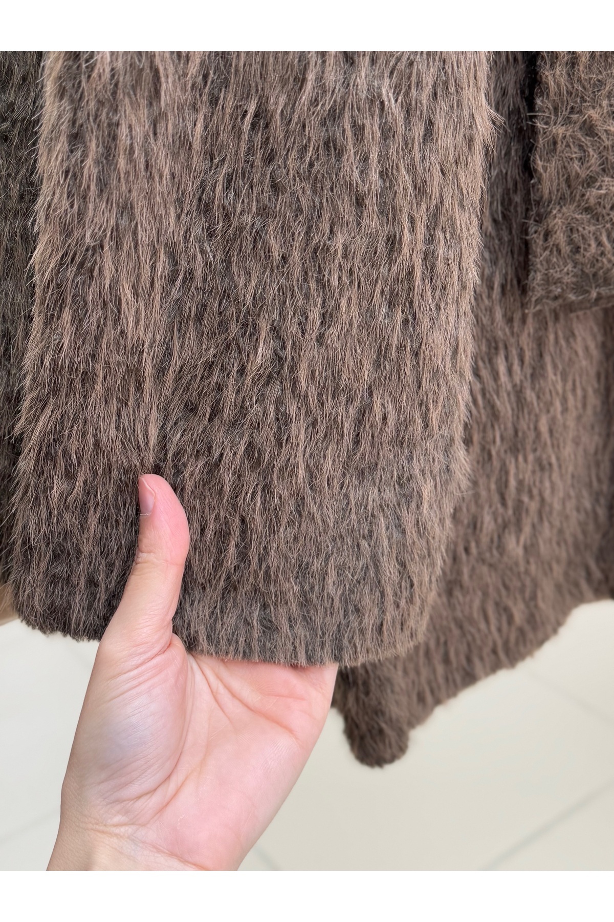 BENAHOLL  Eada Şallı Uzun Ceket-BN4542 Kahve - Görsel 5