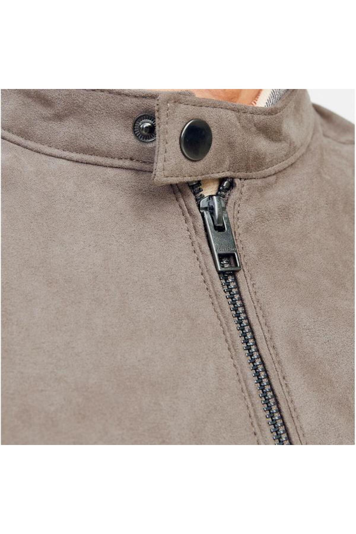 Jack & Jones  Jack&Jones Dylan Clean Erkek Kahverengi Bisiklet Yaka Ceket - Görsel 5