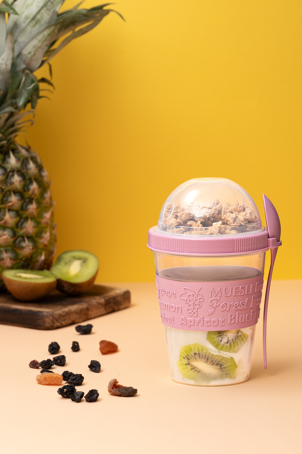 Sowo Home Yoğurt Yulaf Müsli Diyet Saklama Kabı Pratik Taşınabilir Kaşıklı Ve Kapaklı Takeandgo Depolu Bardak