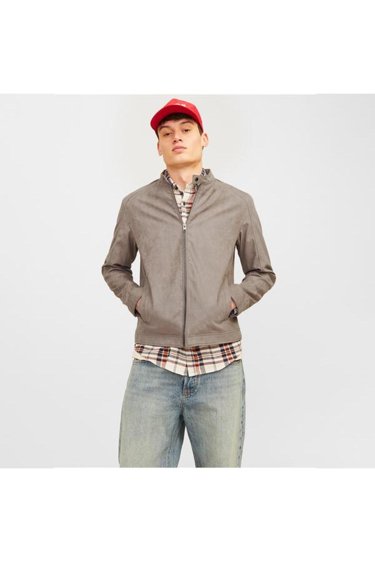 Jack & Jones  Jack&Jones Dylan Clean Erkek Kahverengi Bisiklet Yaka Ceket - Görsel 6
