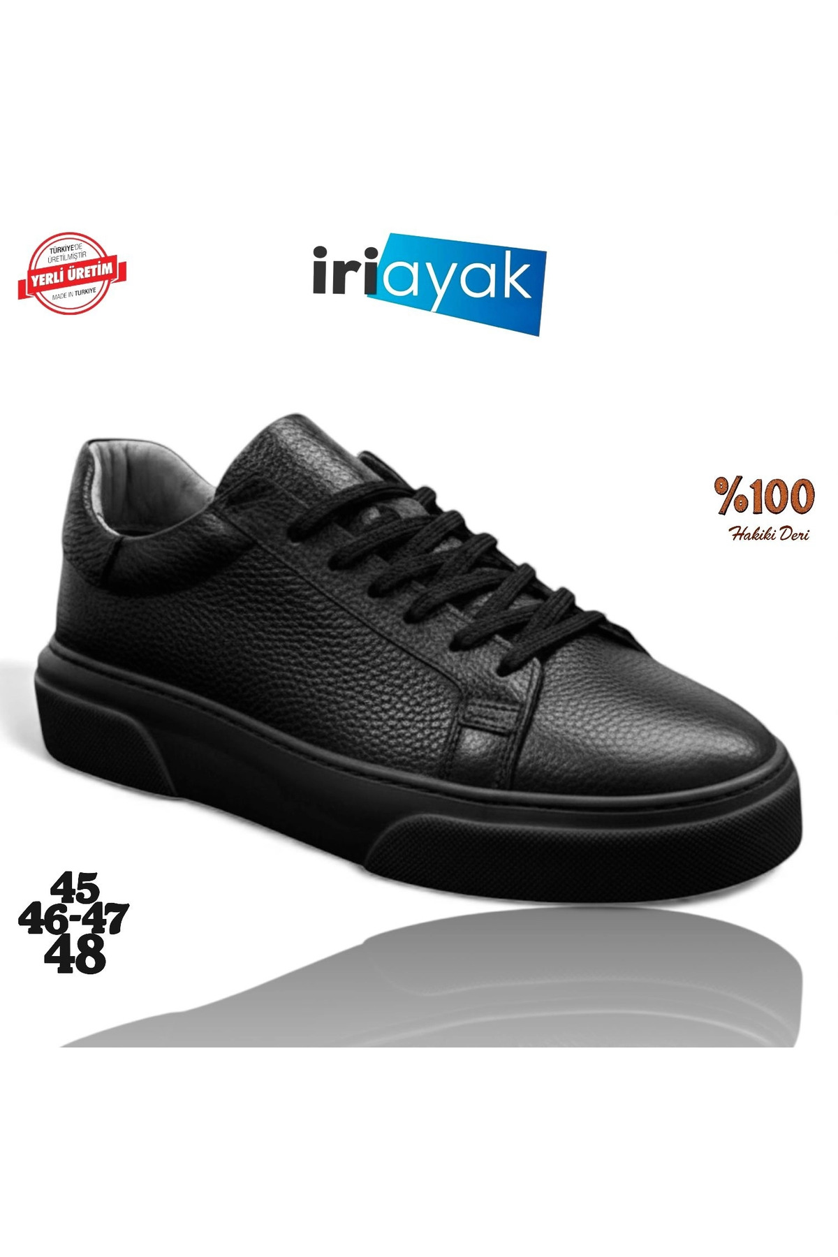 İriayak  Büyük Numara Hakiki Deri 40-48 / Rahat Taban Casual Ayakkabı/ Erkek Sneaker - Günlük Kullanıma Uygun - Görsel 5