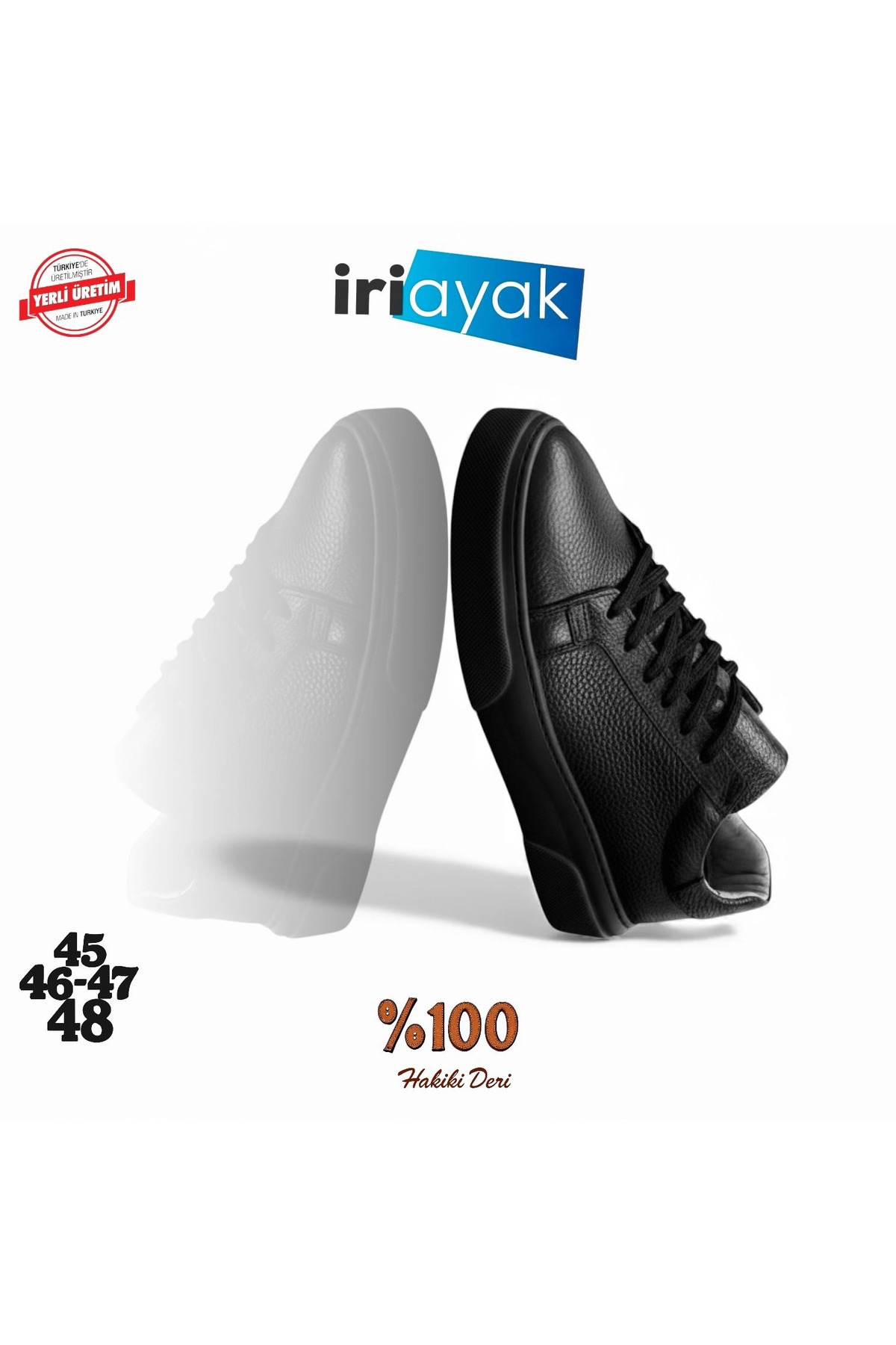 İriayak  Büyük Numara Hakiki Deri 40-48 / Rahat Taban Casual Ayakkabı/ Erkek Sneaker - Günlük Kullanıma Uygun - Görsel 3