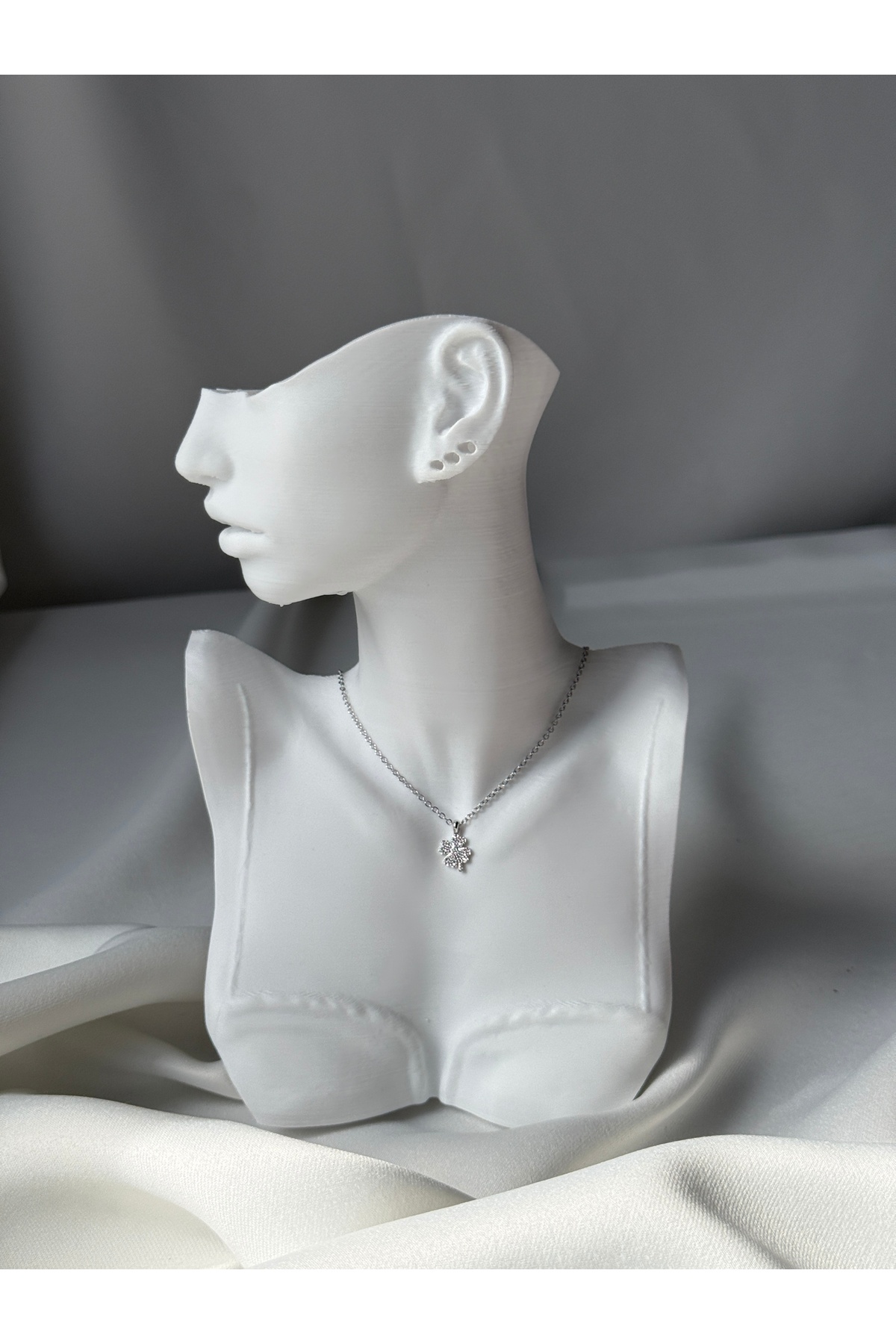 Zirkon Taşlı Kolye Silver 45 cm