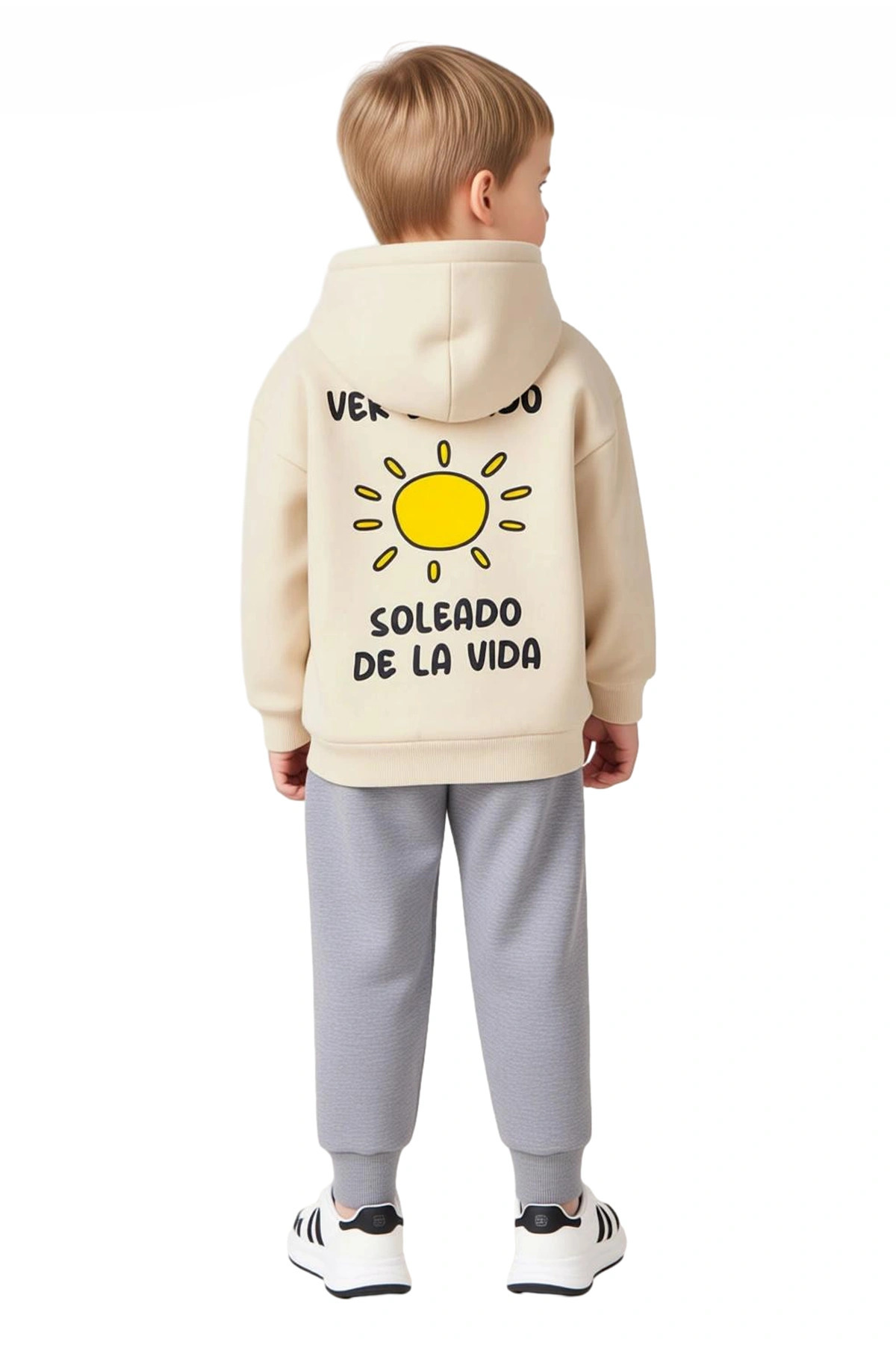 Erkek Çocuk Alt-Üst Kapüşonlu Polar Sweatshirt ve Eşofman Altı Takımı Kaliteli Şık Rahat