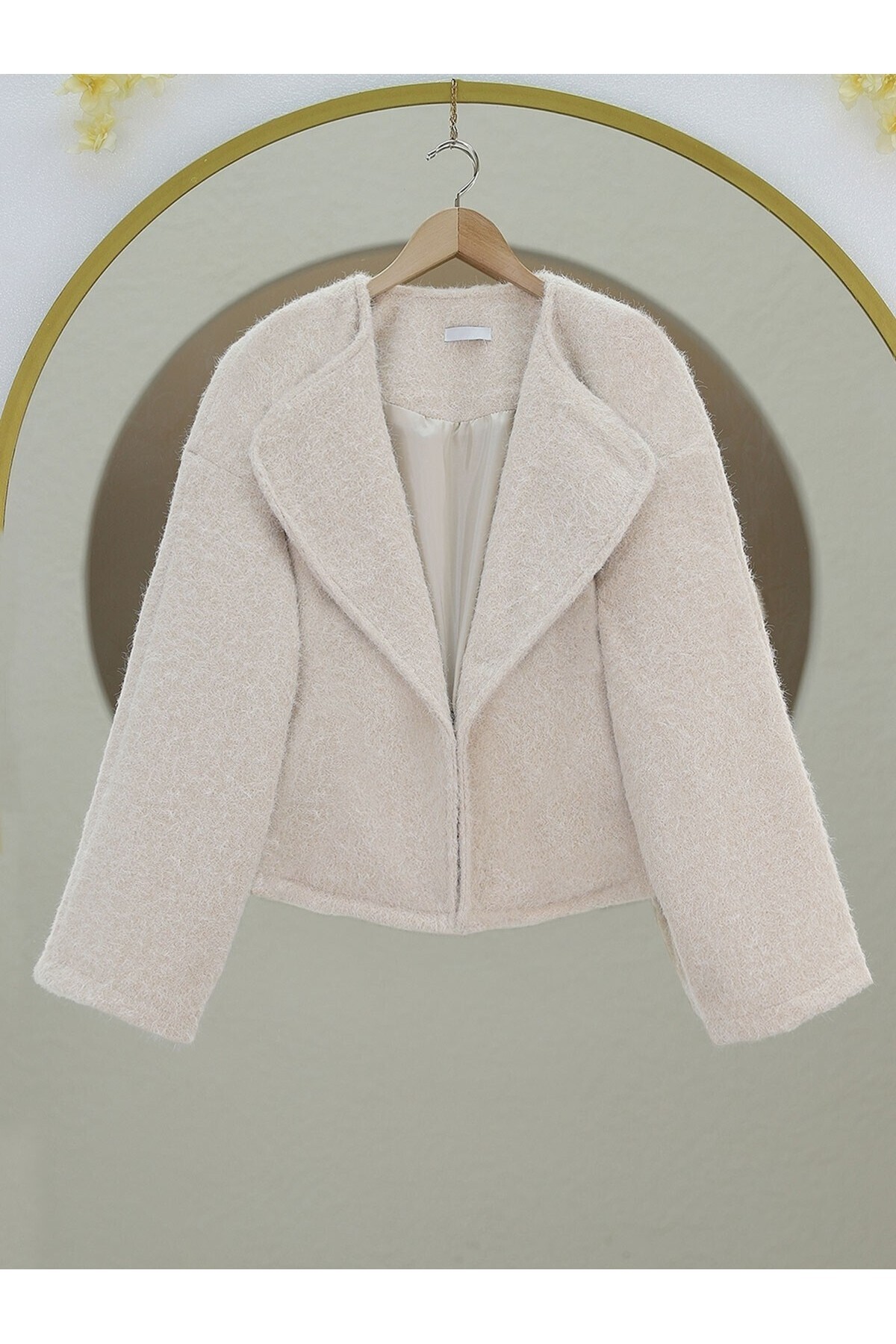 MissRunin  Şal Yaka Astarlı Cepli Buklet Ceket - Görsel 5