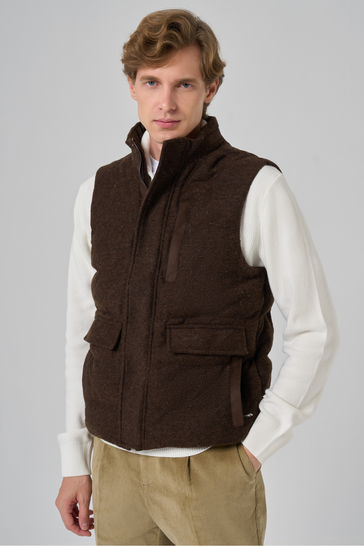 Morven  Erkek KAHVE Trend Yünlü Dinamik Fit Şişme Yelek