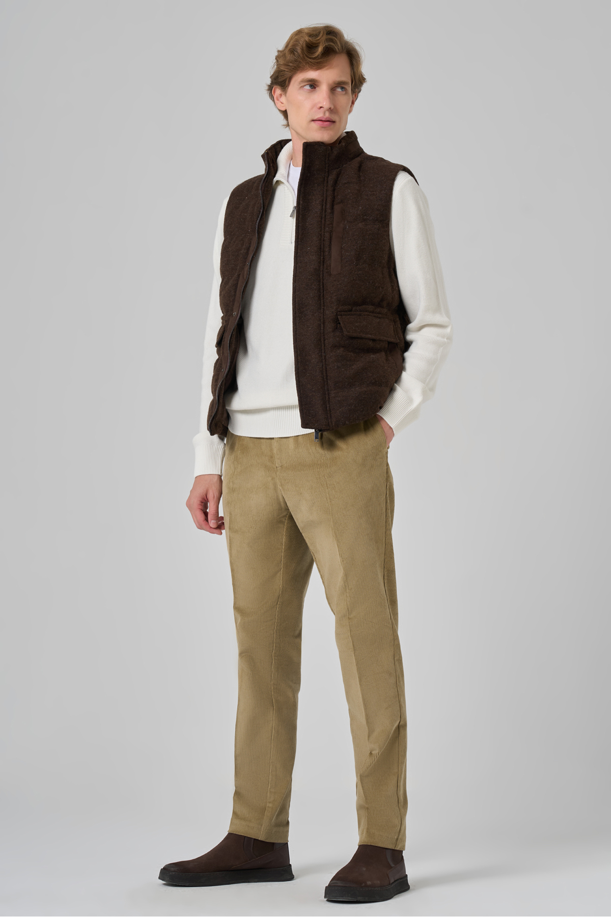 Morven  Erkek KAHVE Trend Yünlü Dinamik Fit Şişme Yelek - Görsel 3
