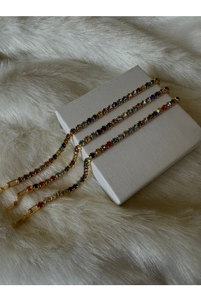 Elarie Jewels Renkli Zirkon Taşlı Altın Kaplama Bileklik
