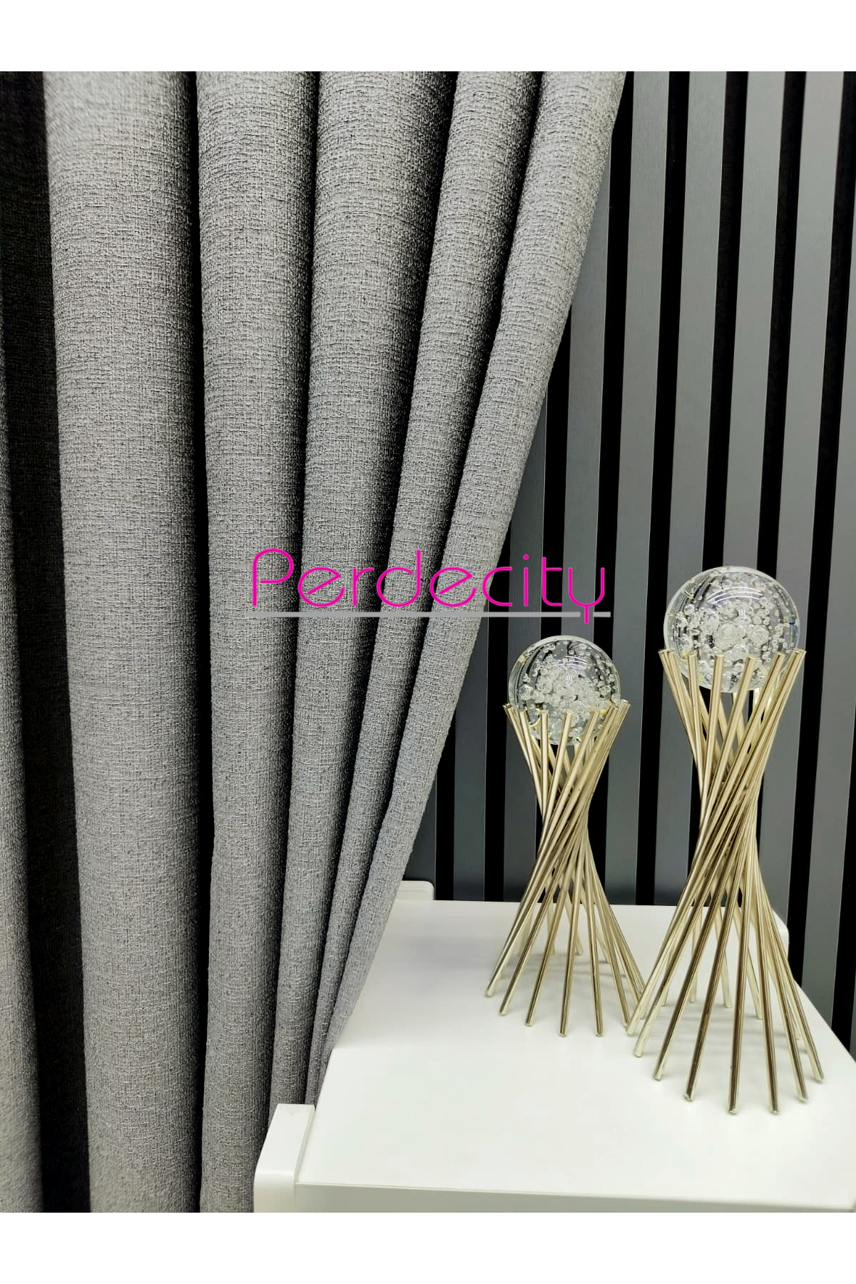 Bohemian Style Linen Look Gizia Anthracite Background Curtain STRAIGHT PLANTING (Without Piles ) Single Wing 21