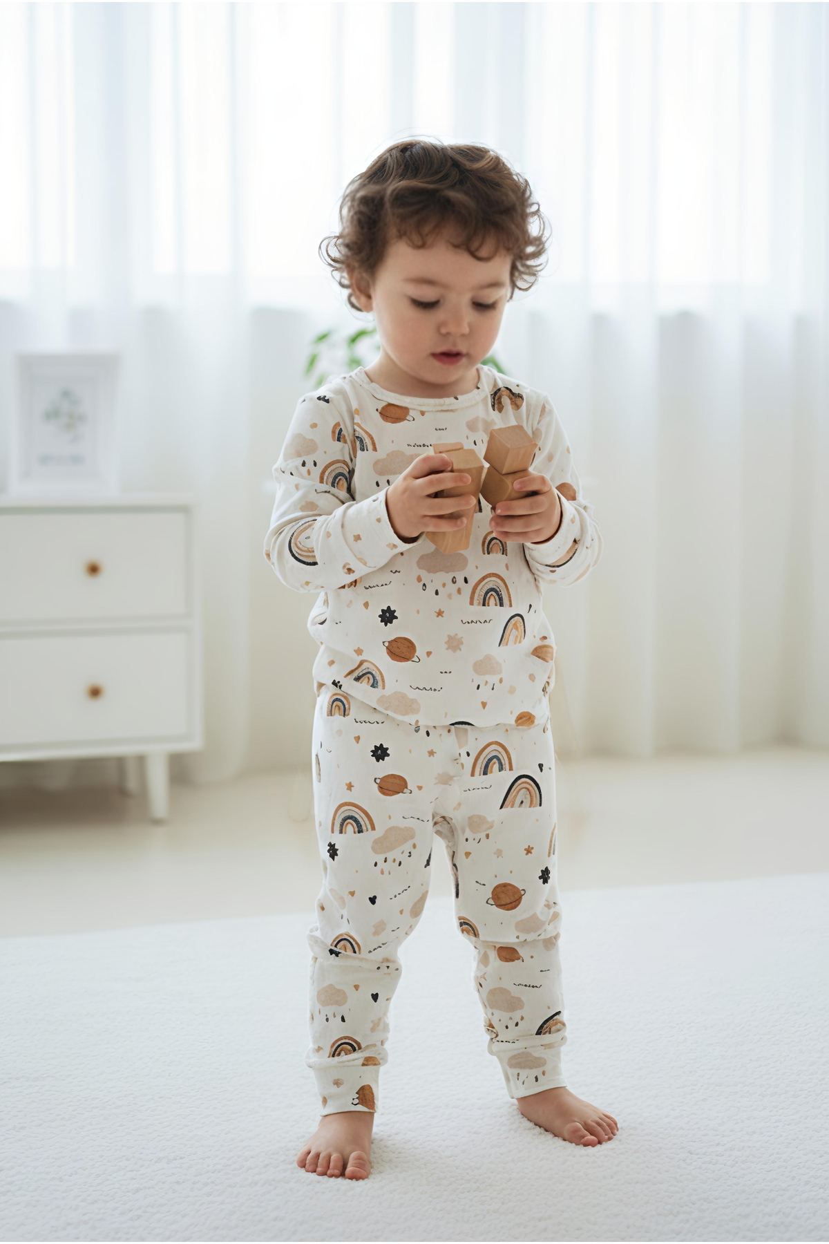 bright moon çocuk pijama takımı %100 pamuk fotoğrafı 3 (önizleme)