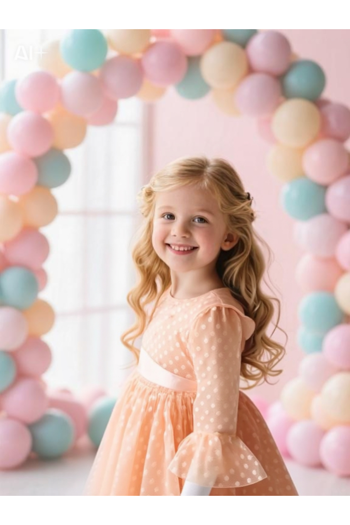 Lunas tekstil Tokalı Puantiyeli Kabarık Tüllü elbise fotoğrafı 4 (önizleme)