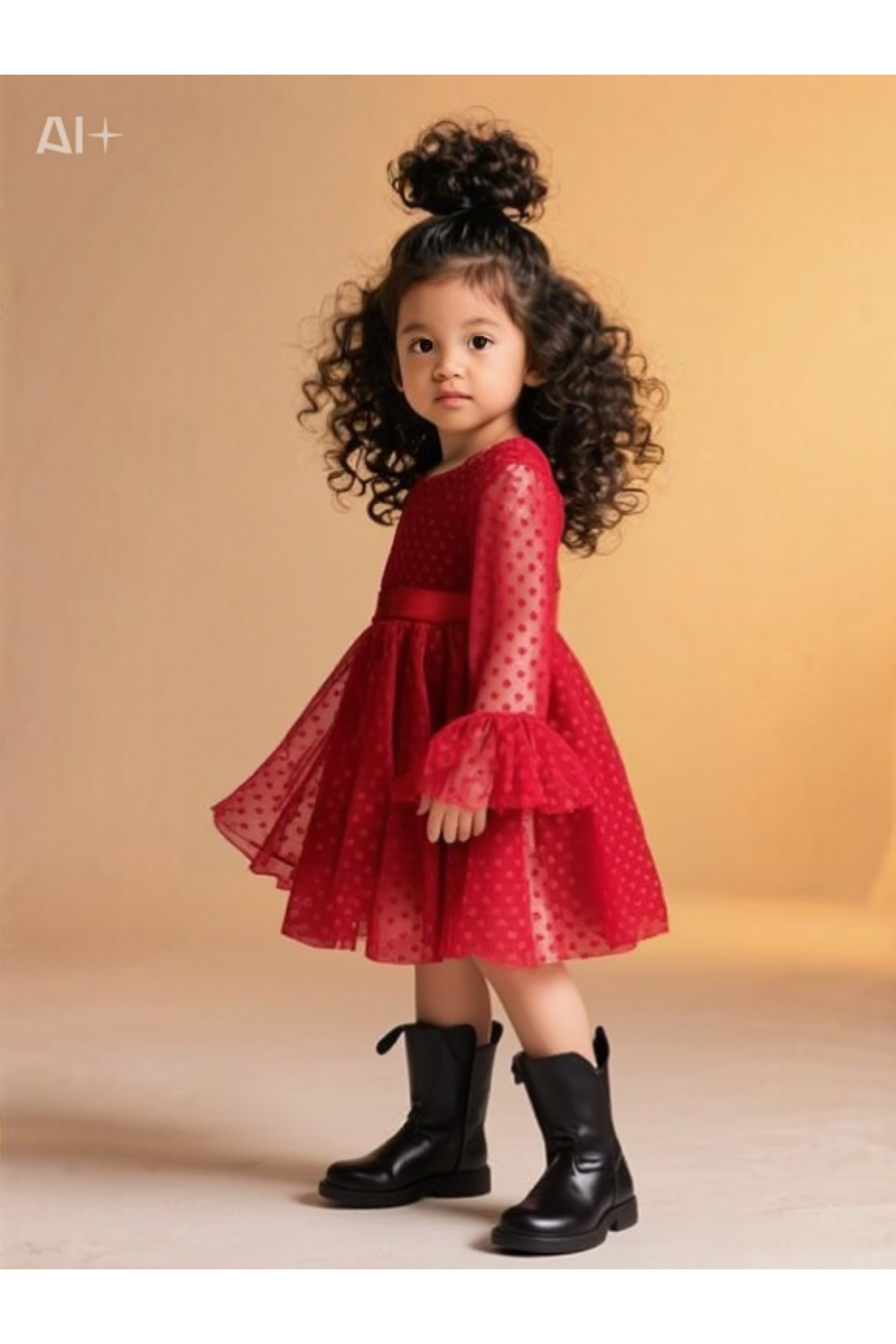 Lunas tekstil Tokalı Puantiyeli Kabarık Tüllü elbise fotoğrafı 4 (önizleme)