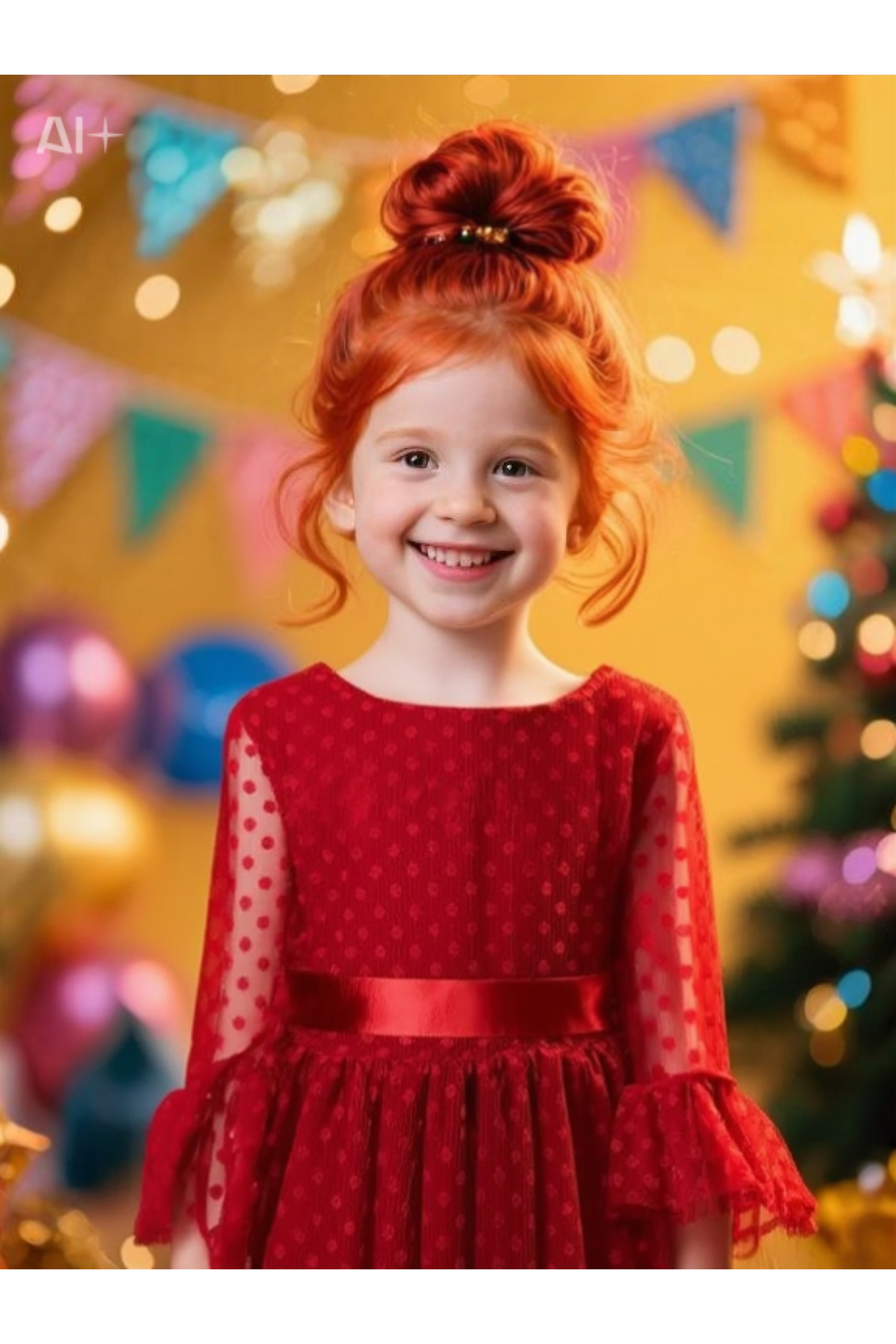 Lunas tekstil Tokalı Puantiyeli Kabarık Tüllü elbise fotoğrafı 3 (önizleme)