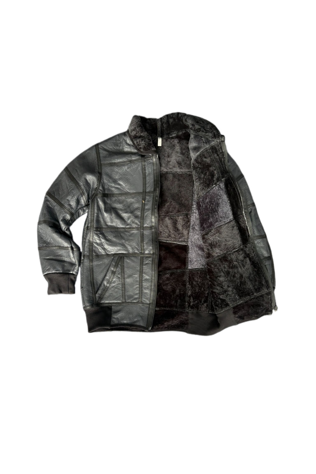 ln leather Özel Üretim PatchWork Kürk-Süet Gerçek Deri Çocuk Mont 5-6 Yaş fotoğrafı 3 (önizleme)