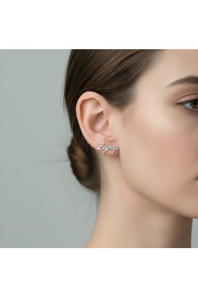 Medusa Gift 925 Ayar Gümüş 14 Ayar Altın Kaplama Çivili İsim Küpe Silver