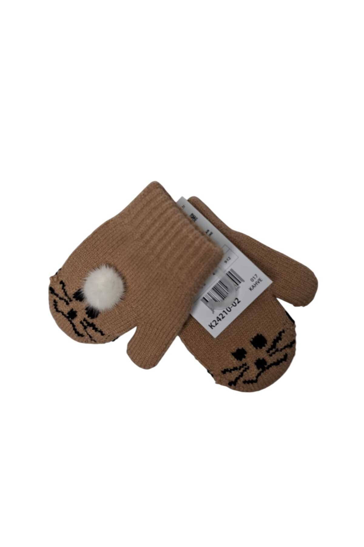 Kitti Spteks 1-3 Yaş Kız Çocuk Kahverengi Hayvan Desen Ve Figürlü Kışlık Örme Eldiven fotoğrafı 4 (önizleme)