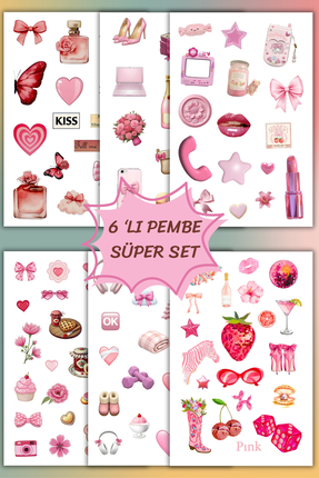 birikiyedi 6'Lı En Favori Pempe Temalı Sticker Set Sticker Set's/Etiket/Girl/...