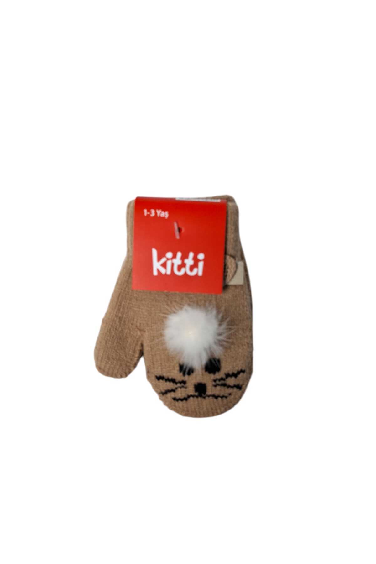 Kitti Spteks 1-3 Yaş Kız Çocuk Kahverengi Hayvan Desen Ve Figürlü Kışlık Örme Eldiven fotoğrafı 5 (önizleme)