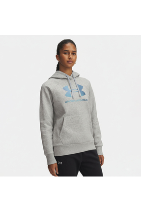 Under Armour Rival Fleece Shimmer Kadın Gri Kapüşonlu Sweatshirt