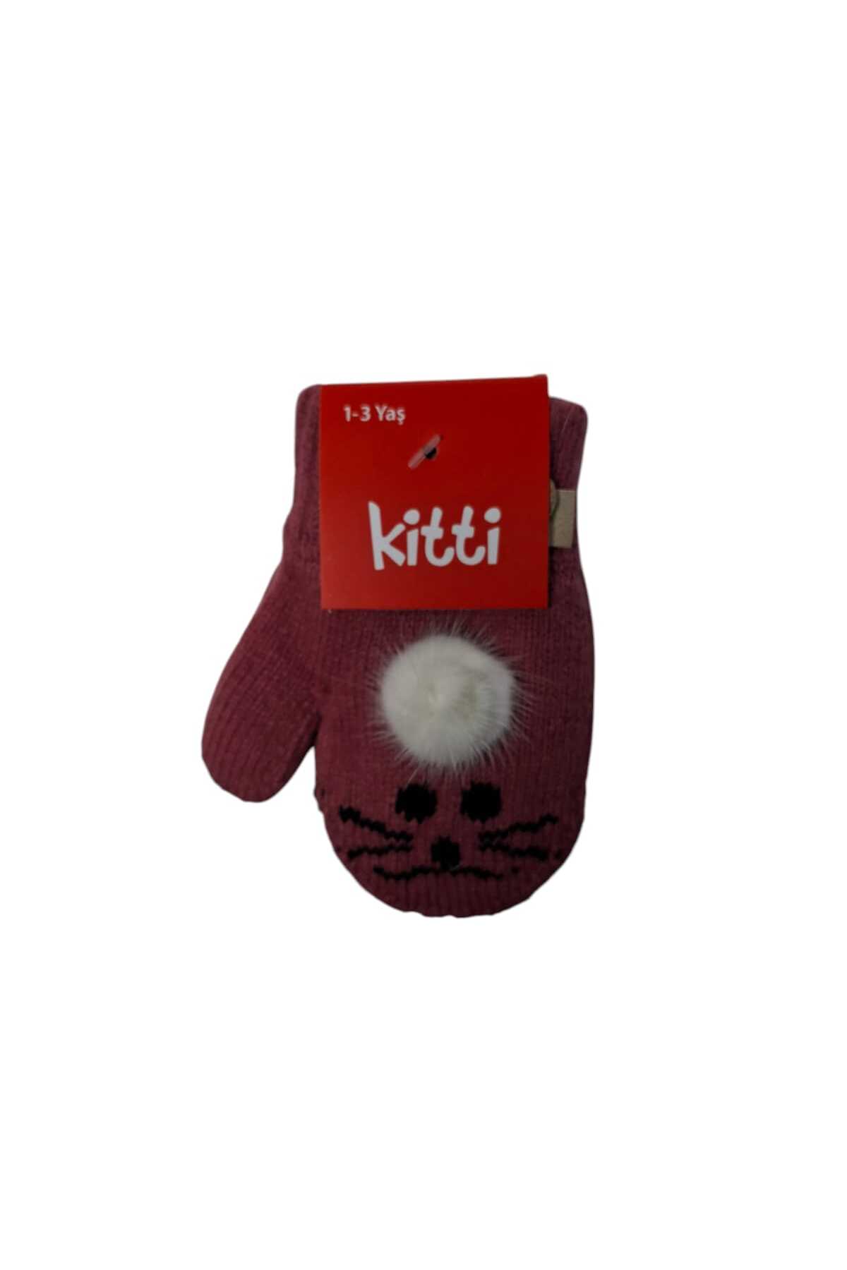 Kitti Spteks 1-3 Yaş Kız Çocuk Menekşe Renk Hayvan Desenli Ve Figürlü Kışlık Örme Eldiven fotoğrafı 5 (önizleme)