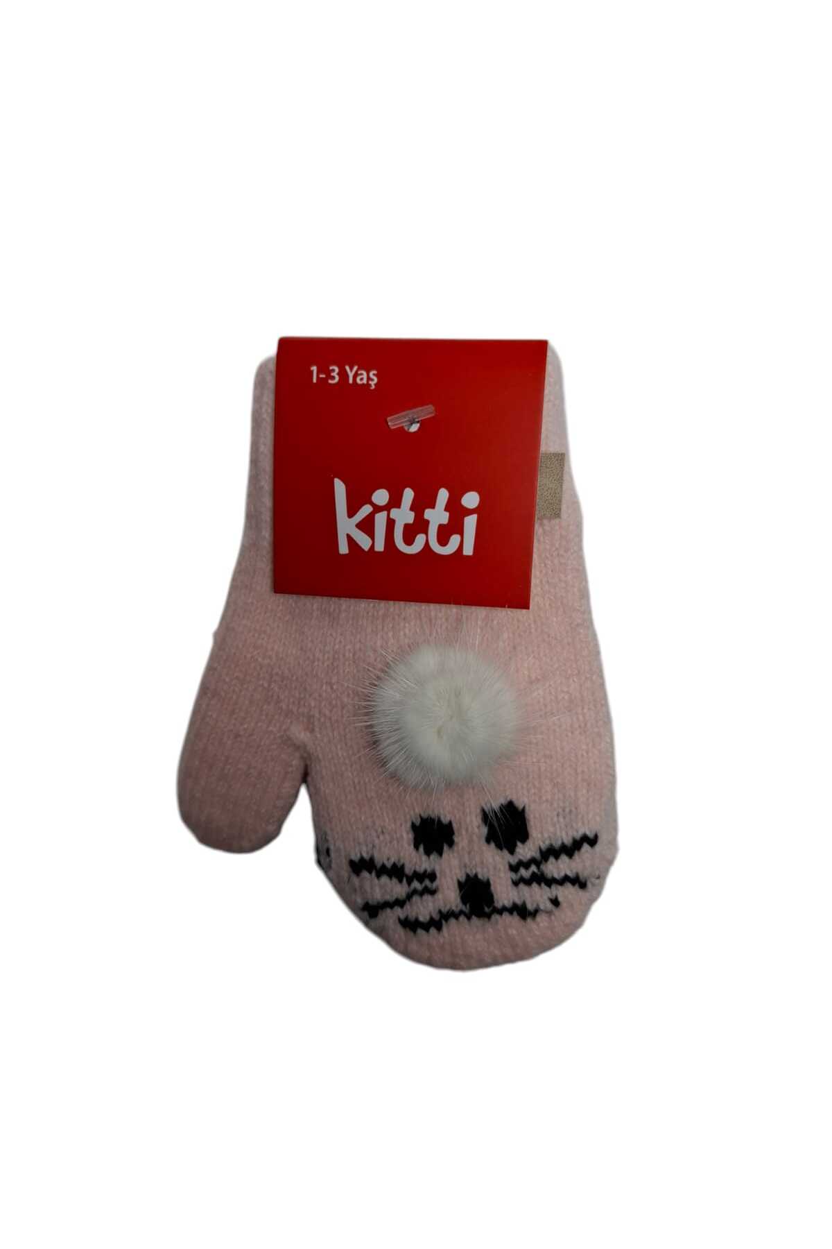 Kitti Spteks 1-3 Yaş Kız Çocuk Açık Pembe Renk Hayvan Desenli Ve Figürlü Kışlık Örme Eldiven fotoğrafı 5 (önizleme)