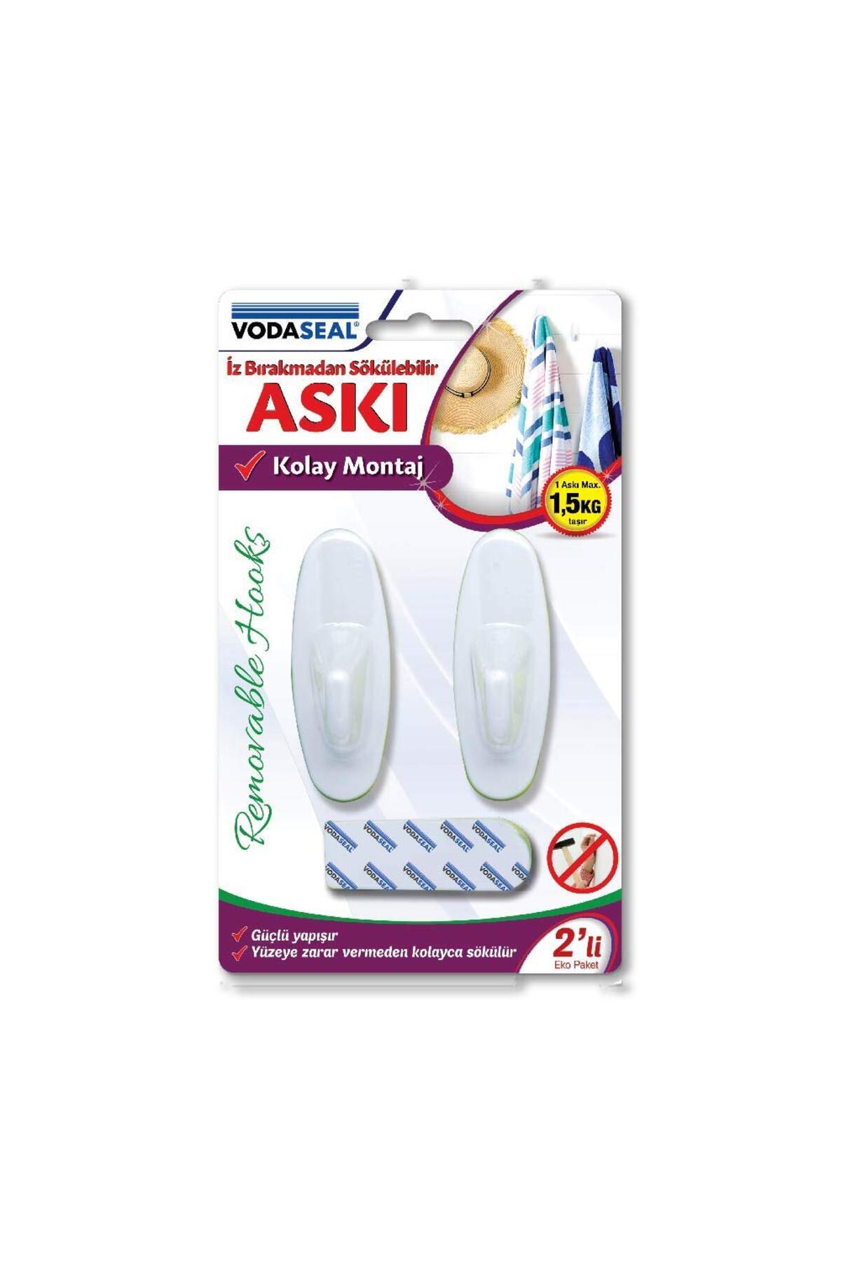 Delixa VODASEAL 53.01.080 2'li İz Bırakmaz Büyük Oval Askı, Beyaz