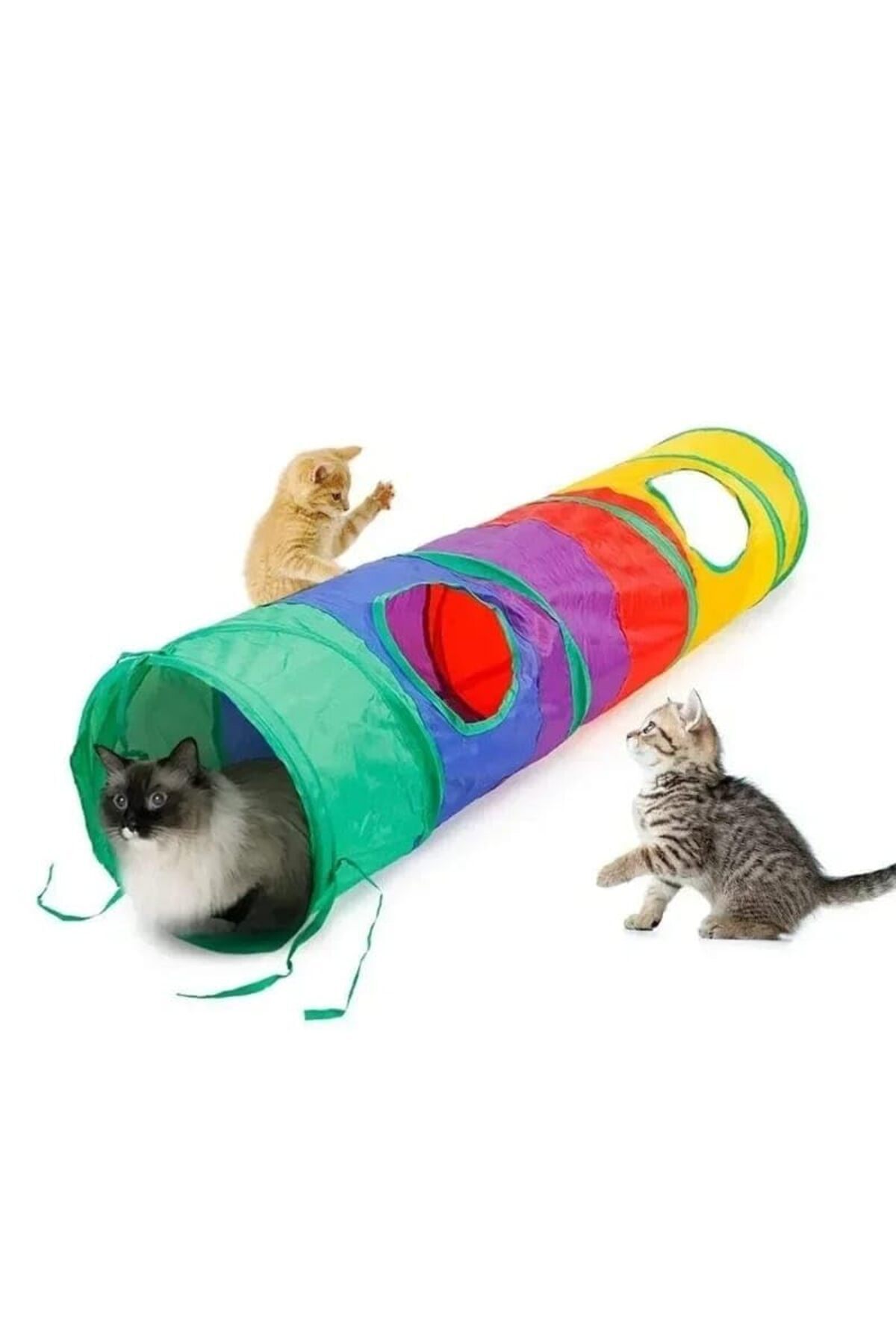 Hepta Collection Düz Kedi Tüneli Katlanır Gökkuşağı Uzun Düz Kedi Köpek Oyun Tüneli Evcil Hayvan Oyun Tüneli